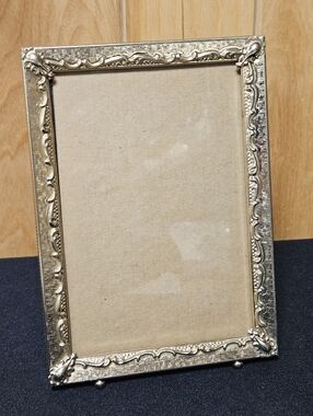 Vintage Photo Picture Frame 5x7 Ornate Gold Tone Ball Feet Velvet Back